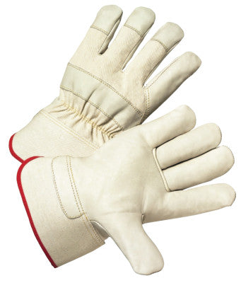 Leather Palm Gloves, X-Large, Grain Cowhide, Canvas, White