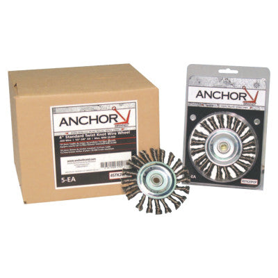 Knot Wheel Brushes, 3 in D, 1/2 in Face, 0.014 in Carbon Steel Wire
