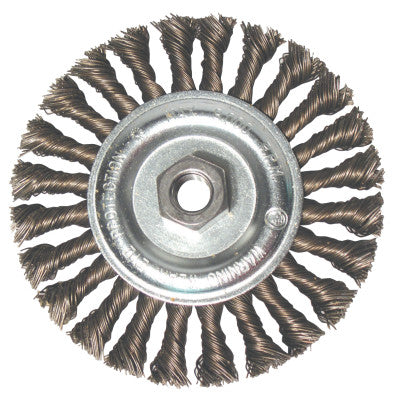 Standard Twist Knot Wheels, 6 in D, 1/2 in Face, 0.23 Stainless Steel Wire