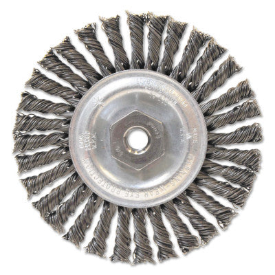 Narrow Face Stringer Bead Wheel Brush, 4 D x 3/16 W, 0.02 Carbon Steel, 3/8 - 24