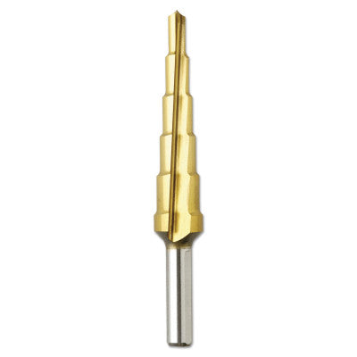 Titanium Coated Step Drill Bits, 3/16 in - 1/2 in, 6 Steps