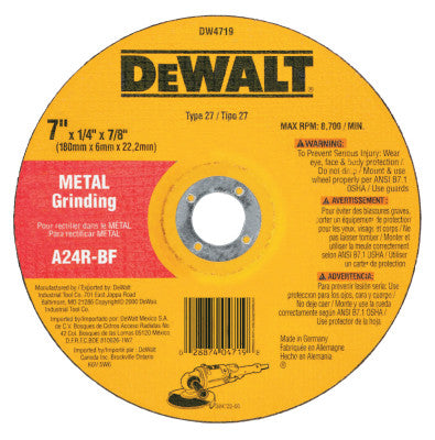 Type 27 Depressed Center Wheels, 7 X 1/4 X 7/8, A24R Grit, Aluminum Oxide