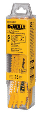 Bi-Metal Reciprocating Saw Blades, 6 in, 6 TPI, Taper Back, Wood, 25/PK
