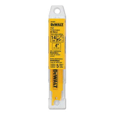 Metal Cutting Reciprocating Saw Blades, 4 in, 14 TPI, Straight Back, 5/PK