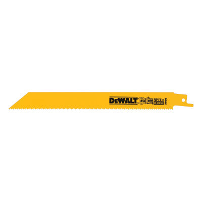 Bi-Metal Recip Saw Blades, 9", 10/14 TPI, Straight Back, Multimaterial, 5/PK