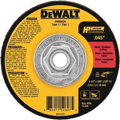 4-1/2 X .045 X 5/8"-11 HP TYPE 1 CUTTING WHL