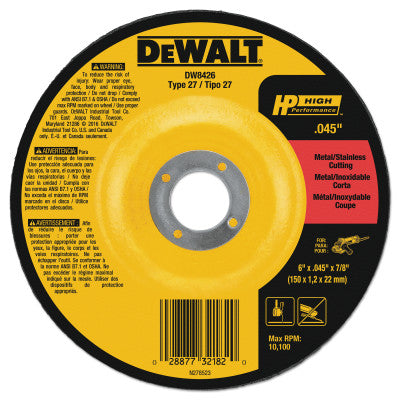 Type 27 Depressed Center Wheels, 6 X .045 X 7/8, A60T Grit, Aluminum Oxide