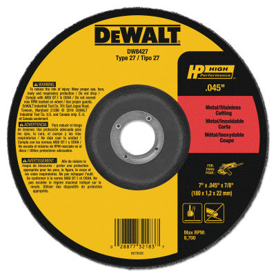 Type 27 Depressed Center Wheels, 7 X 1/16 X 7/8, A60T Grit, Aluminum Oxide