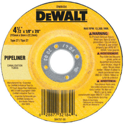 Type 27 Depressed Center Wheels, 7 X 1/8 X 5/8"-11, A24R Grit, Aluminum Oxide