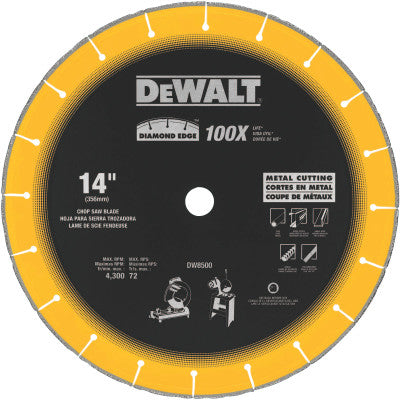 Diamond Edge Chop Saw Blades, 14 in, 1 in Arbor