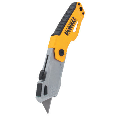 Folding Retractable Auto-Load Pocket Knives, 6 3/4 in, Retractable Blade, Yellow