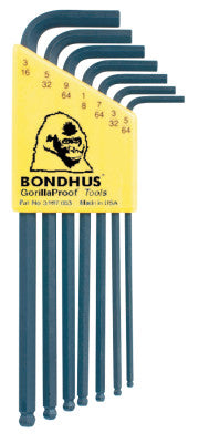 Balldriver L-Wrench Key Sets, 7 per holder, Hex Ball Tip, Inch