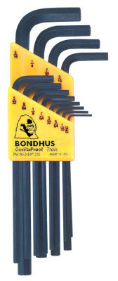 Hex L-Wrench Key Sets, 12 per holder, Hex Tip, Inch