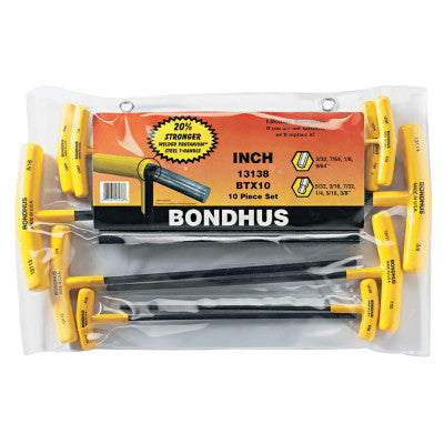 Balldriver T-Handle Hex Key Sets, Hex Ball Tip, Inch