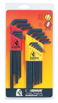 Hex L-Wrench Combination Sets, 22 per set, Hex Tip, Inch/Metric