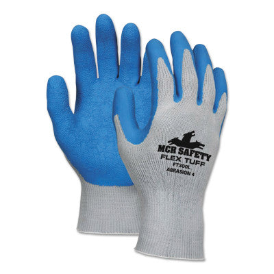 Flex Tuff Latex Dipped Gloves, X-Large, Blue/Gray/Green
