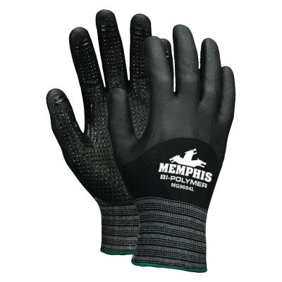 Bi-Polymer Coated Gloves, Large, Black/White