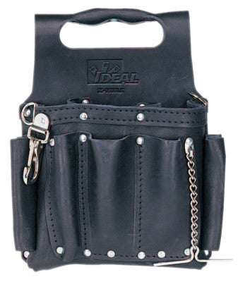 Tuff-Tote Tool Pouches, 8 Compartments, Black, Leather