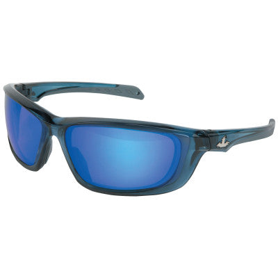 USS Defense Safety Glasses, Gray Lens, Mirror, Translucent Dark Blue Frame