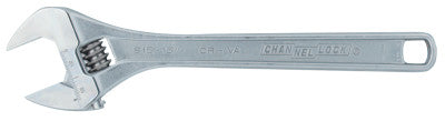 Adjustable Wrenches, 15 in Long, 1.69 in Opening, Chrome