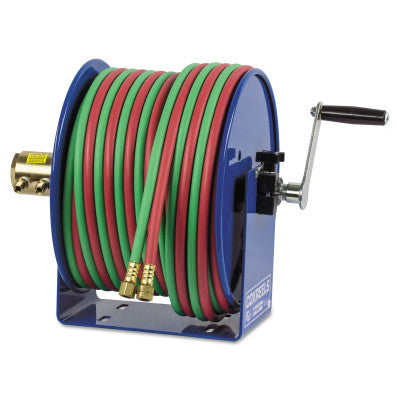 Twin-Line Welding Hose Reels, 50 ft, Hand Crank