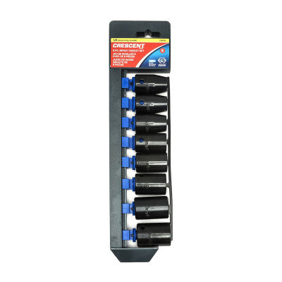 8 Pc. 6 Point Standard Impact Metric Socket Sets, 1/2 in Dr, 12mm - 21mm Opening