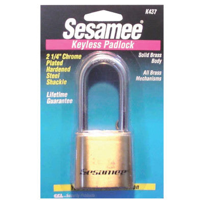 Sesamee Keyless Padlocks, 5/16 in Diam., 2 1/4 in L X 1 in W, Silver/Black
