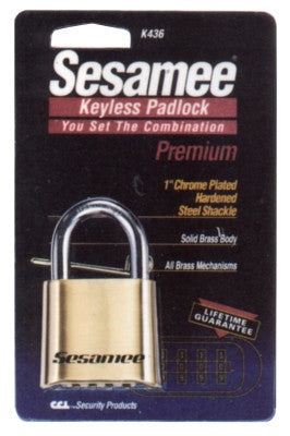 Sesamee Keyless Padlocks, 5/16 in Diam., 1 in L X 1 in W, Brass, Corbin