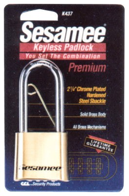 Sesamee Keyless Padlocks, 5/16 in Diam., 2 1/4 in L X 1 in W, Brass, Corbin