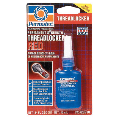 Permatex Permanent Strength Red Threadlocker, 10 mL, 3/8 in - 1 in