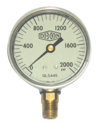 2 1/2 in Liquid Filled Gauge, 2,000 psi, Stainless Steel, 1/4 in NPT(M)