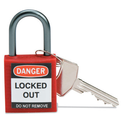 Compact Safety Locks, 1 1/5 in W x 5/8 L in x 1 2/5 H, Red