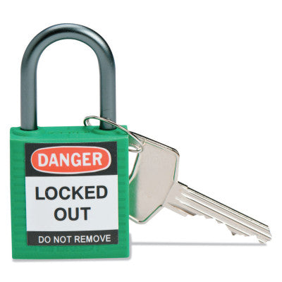 Compact Safety Locks, 1 1/5 in W x 5/8 L in x 1 2/5 H, Green