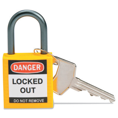 Compact Safety Locks, 1 1/5 in W x 5/8 L in x 1 2/5 H, Yellow