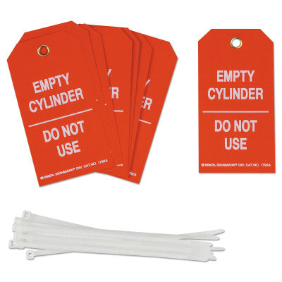 Cylinder Status Tags, 3 in x 5.3 in, Empty Cylinder/Do Not Use, White/Red