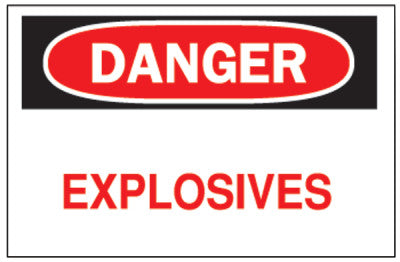 Chemical & Hazardous Material Signs, Danger, Explosives, White/Red/Black