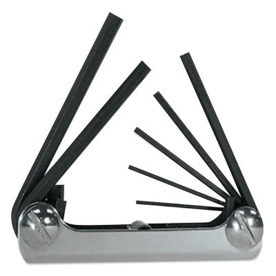 Metric Fold-Up Hex Key Sets, 7 per fold-up, Hex Tip, Metric, 3 5/8 in Handle