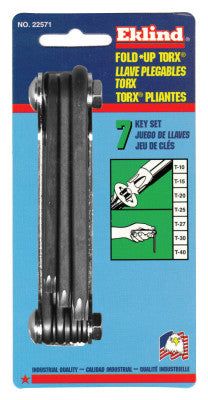 Torx Fold-Up Key Set, T-10 to T-40, Black Oxide