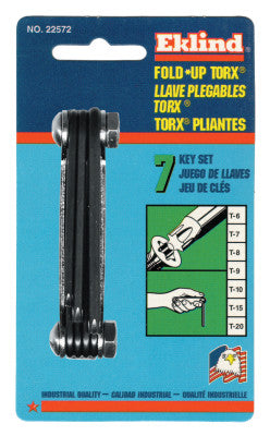 Torx Fold-Up Key Set, T-6 to T-20, Black Oxide