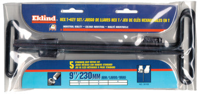 Standard Grip Metric Hex T-Key Sets, 5 per pouch, Hex Tip, Metric, 9 in Handle