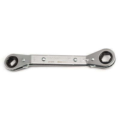 6 Point Laminated Double Box Ratcheting Wrenches, 10 mm/9 mm, 25 Deg Offset