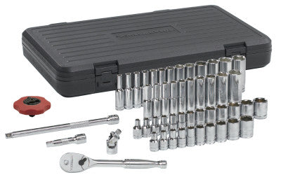 51 Piece 1/4 in Drive SAE/Metric Socket Set, 6 Point
