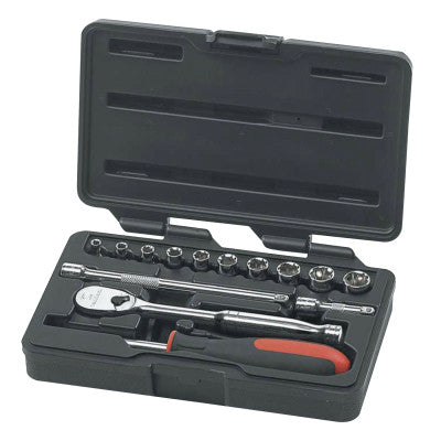 14 Piece Surface Drive Socket Sets With 84 Tooth Ratchet, 1/4 in, Metric