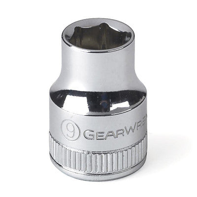 3/8 in Drive 6 and 12 Point Metric Standard Length Sockets, 9 mm, 6 Pts