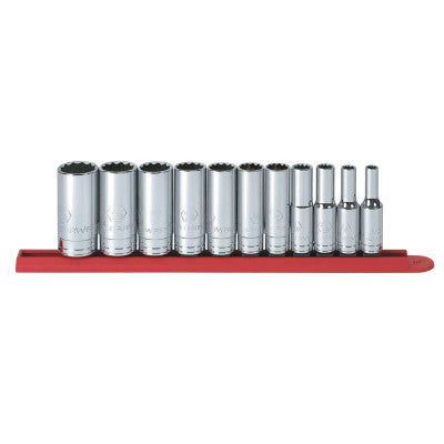 11 Piece Surface Drive Socket Sets, 3/8 in, 12 Point