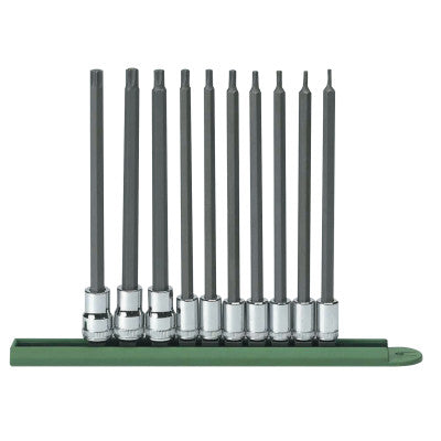 10 Piece Bit Socket Sets, 1,4 in and 3/8 in, SAE