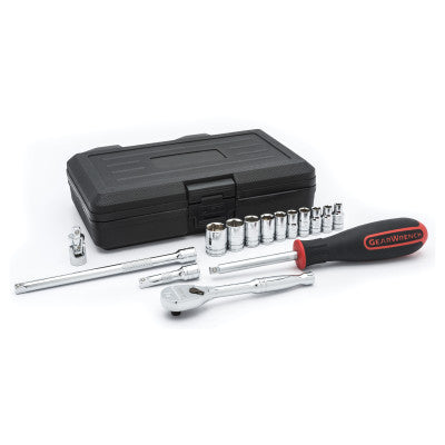 15 Pc. 6 Point Standard SAE Mechanics Tool Sets, 1/4 in Dr