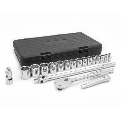 19 Pc. 6 Point Standard SAE Mechanics Tool Sets, 1/2 in Dr