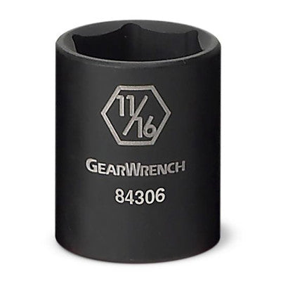 6 Point Standard Impact SAE Sockets, 3/8 in Dr, 1/2 in Opening