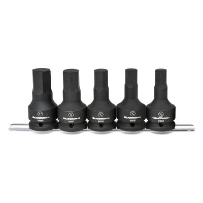 5 Pc. Hex Bit Impact SAE Socket Sets, 3/4 in Dr, Square